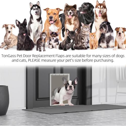 TonGass PAC11-11039 Large Dog Door Flap Replacement Compatible with PetSafe Freedom Dog Doors, 10 1/8x16 7/8 Pet Door Replacement Flaps with Magnetic Closure, Weather-Proof & Warp-Resistant - 2-Pack