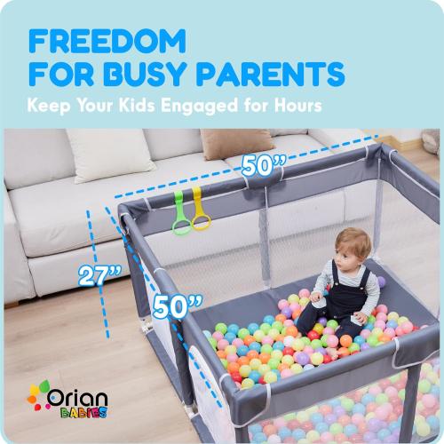 Orian Baby Playpen 50x50 Large Play Yard for Babies and Toddlers, Indoor Outdoor Playpen, Sturdy Baby Play Pen with Mesh Sides, Safe Baby Fence Play Area, Assembly Required/Not Portable, w Storage Bag (green)