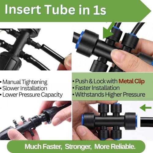 240FT Drip Irrigation System for Garden: 1/2 Quick Connect PE Tubing Automatic Water Sprinkler Kit Adjustable Misting Part 1/4 Watering Hose for Outdoor Raised Bed Plants Flower Yard Greenhouse