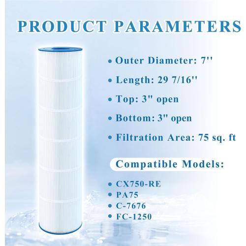 Pool Filter Compatible with Hayward CX750RE, Hayward CX750, Star-Clear C750, C-7676, PA50, PA75, FC-1250, R173205, 1pack