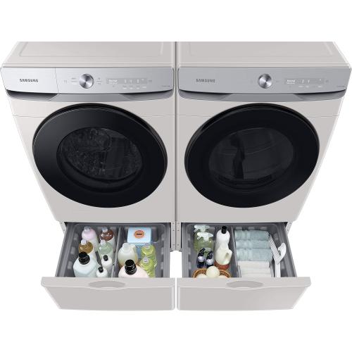 SAMSUNG 27-Inch Washer Dryer Pedestal Stand w/ Pull Out Laundry Storage Drawer, Stainless Steel, WE402NE/A3, 28.1D x 27W x 14.2H, Ivory