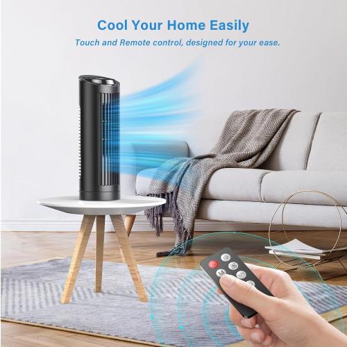 13 Bladeless Tower Fan with 3 Speeds, 4 Mode (AI, Normal, Natural, Sleep), Touch Screen   Remote Control, 12H Timer, 80° Oscillation, Fast Cooling, Desk Fan for Bedroom Home Office Desktop