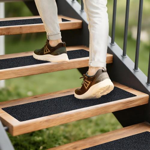 LifeGrip Anti Slip Traction Treads (10-Pack), 6 inch X 30 inch, Best Grip Tape Grit Non Slip, Outdoor Non Skid Tape, High Traction Friction Abrasive Adhesive for Stairs Step, Black (6 X 30 X 10P)