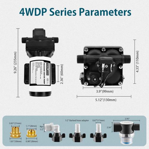 WASSERMANN Water Pressure Booster Pump 115V AC with Pressure Switch,Self-priming Water Pump 5.0GPM 55PSI,for RV Kitchen Barthroom Marine Yacht Garden
