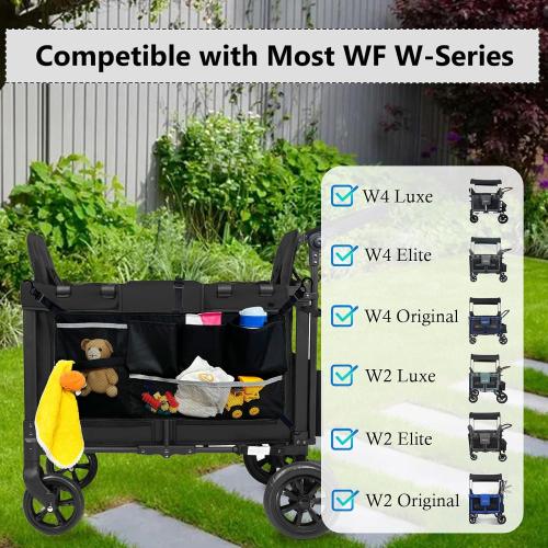 Stroller Cargo Net Organizer, Large Capacity Mesh Storage with Sorting Pockets, Compatible with W-Series and Universal Models