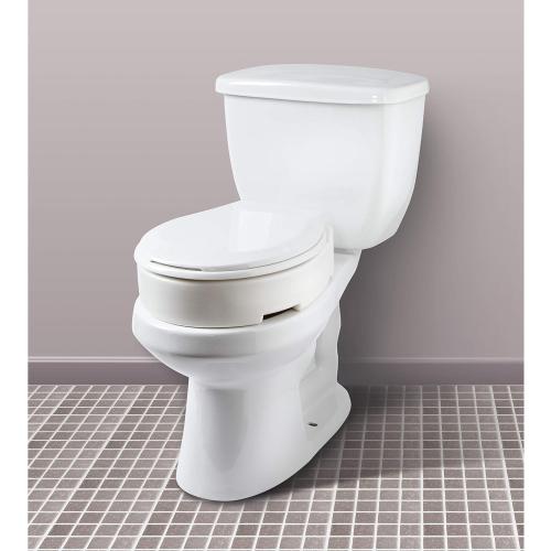 Carex Hinged Round Raised Toilet Seat Riser, Adds 3.5 Inches of Height, 300 lbs Capacity, Elevating and Raising Seat for Elderly and Handicap, Universal, Slip-Resistant, White.