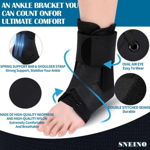 Ankle Brace for Women Men - Ankle Support Brace for Sprained Ankle, Ankle Stabilizer for Achilles, Tendon, Sprain, Injury Recovery, Lace up Ankle wrap for Running, Basketball, Volleyball (Ankle Brace, Medium)