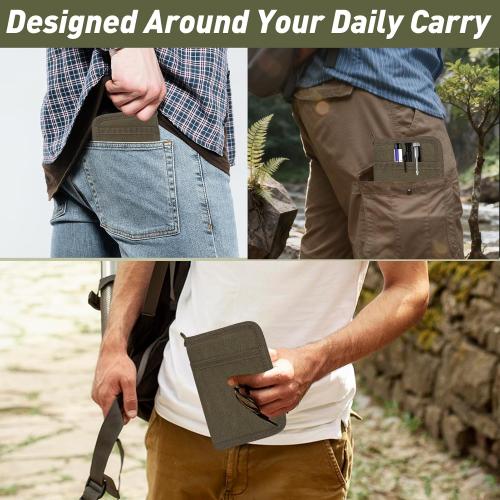 Journal Cover for Field Notes & Moleskine Cahier with YKK Zipper, 3.5x5.5 Waxed Canvas Notebook Cover with Pen Holder, Water Resistant Travel Planner Cover for Daily Use