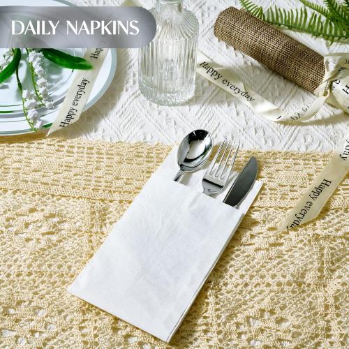 Vplus 600 Pack Paper Napkins Guest Towels Disposable Premium Quality 3-ply Dinner Napkins Disposable Soft, Absorbent, for Kitchen, Wedding, Parties, Dinners or Events(White)