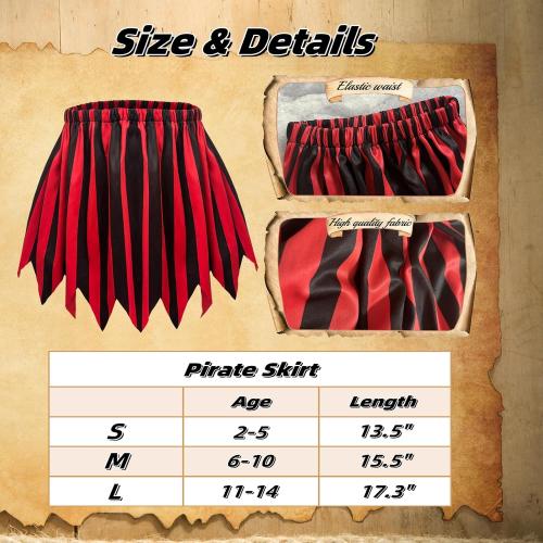 MEDIUM 5Pcs Pirate Costume Kids,Girls Pirate Costumes Halloween Pirate Dress Up Pirate Accessories for Kids Gift