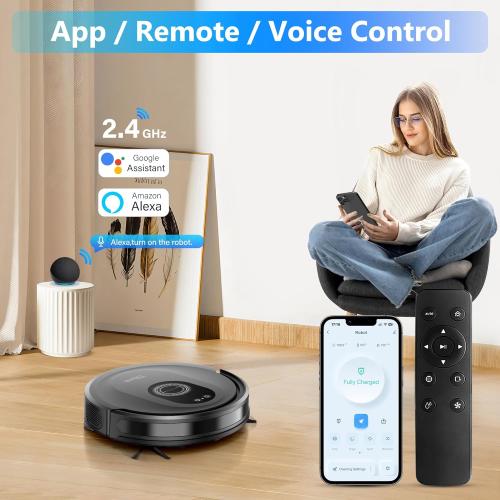 Used and missing parts Tikom Robot Vacuum and Mop Combo, 5000Pa Robotic Vacuum Cleaner, 150 Min Max, App & Remote Control, Ideal for Hard Floor, Carpet, Pet Hair, Self-Charge(G8000 Max)