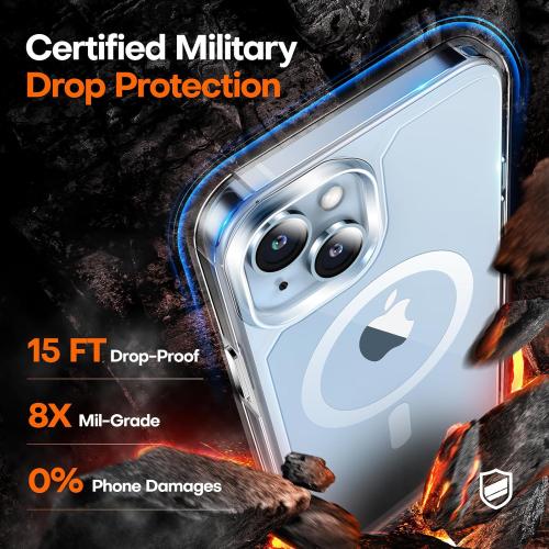 TAURI for iPhone 15 Plus Case Clear, Compatible with Magsafe, with Screen Protector, Military Grade Drop Protection Shockproof Case for iPhone 15 Plus 6.7 Inch | 3 in 1, Not Yellowing, 6.7 Inch