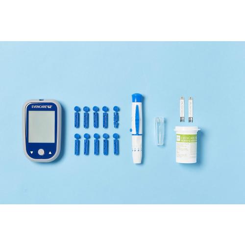 Medline EvenCare G2 Blood Glucose Monitor Starter Kit, Diabetic Care, 6 Sec Results, General Purpose Lancing Device & Lancets, Test Strips, Batteries, Guide, Carrying Case, Logbook, Voice Guidance
