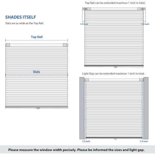 LazBlinds Cordless Cellular Shades, No Tools No Drill Light Filtering Honeycomb Shades Pleated Blinds for Windows, 43.5'' W x 48'' H, Light Grey