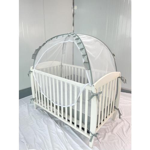 PandaEar Pop Up Crib Tent to Keep Baby from Climbing Out, Breathable Crib Net Mesh Canopy, Babies Crib Cover with Zipper, Easy Installation (Grey)