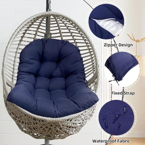 Egg Swing Chair Cushions Outdoor Waterproof Burgundy Hanging Chair Cushion with Ties Thicken Egg Chair Cushion Replacement for Indoor and Outdoor Patio,47x35