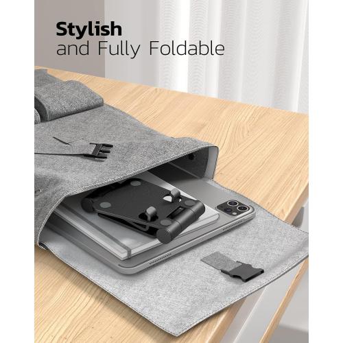 Nulaxy Dual Folding Cell Phone Stand, Fully Adjustable Foldable Desktop Phone Holder Cradle Dock Compatible with iPhone 17 16 15 14 13 12 11 Pro Max Xs Xr X 8, Nintendo Switch, All Phones