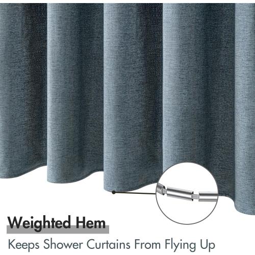 MIULEE Extra Long Linen Shower Curtain 84 Inch Long with 12 Metal Hooks Modern Washable Heavy Fabric Shower Curtain Set Waterproof Thick Cloth Shower Curtains for Bathroom Bathtub, 72 x 84, Dusty Blue