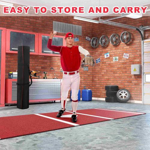 Baseball Hitting Mat Pro Batting Cage Mat Antislip TPR Rubber Backing with Home Plate for Baseball Softball Training Indoor and Outdoor