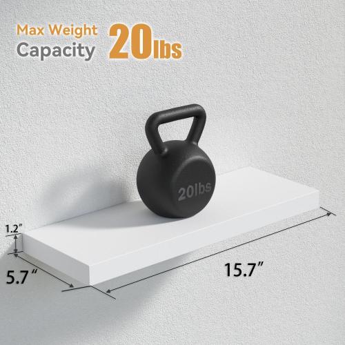 Floating Shelves for Wall, 4 Sets Modern Mounted Shelves, Display Shelves for Wall Decor, White Floating Shelves for Bathroom, Kitchen, Living Room – White