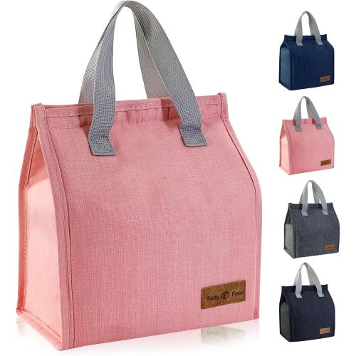 Mziart Minimalist Lunch Bag Pink Cute Small Insulated Lunch Box for Women
