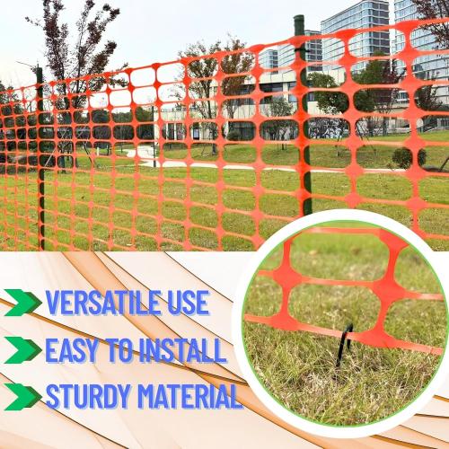 PotatoLife Plastic Fence Extra Strength with Stakes, 40'' x 100' Roll (Orange, 40'' x 100')