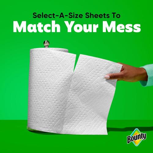 4 Pack Bounty Select-A-Size Paper Towels, White, 2 Triple Rolls = 6 Regular Rolls