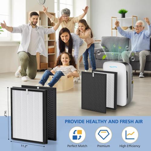 AP-B102 HEPA Replacement Filter Set Compatible with Alexapure Breeze AP-B102 and 3049 Air Purifier, Replaces Part # AP-B103(HEPA Filter) and #AP-B104(Carbon Filter), 2 HEPA   2 Carbon Filters