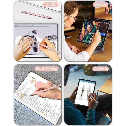 Stylus Pen for iPad 2018-2025, 15 Mins Fast Charge for Apple Pencil with Palm Rejection, Compatible with iPad 11/10/9/8/7/6, Pro M4/12.9(6/5/4/3)/11, Air M3/M2/5/4/3, Mini A17 Pro/6/5,Rose