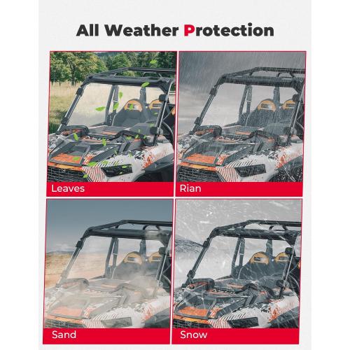 KEMIMOTO Front Windshield Compatible with 2019-2023 Polaris RZR XP 1000 / RZR XP Turbo 2 and 4 Seater, Impact UV Resistant Hard-Coated PC Pre-Installed Rubber Strip Full Windshield #288401