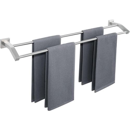 Alise Double Bath Towel Bars Towel Racks for Bathroom,Wall Mount Towel Holder Heavy Duty SUS304 Stainless Steel Towel Hanger Towel Rail,Brushed Nickel