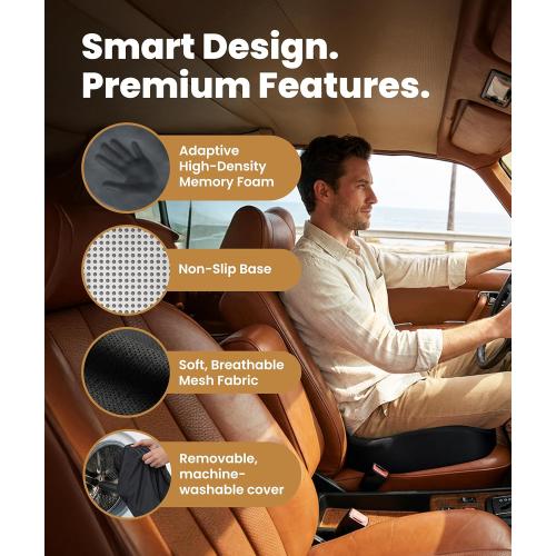 Everlasting Comfort Doctor Recommended Memory Foam Seat Cushion for Office Chairs & Car - Ergonomic Office Desk Accessories - Cushions for Tailbone Pain Relief, Sciatica (Black, X-Large)
