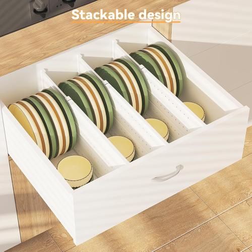 REBECAT 5 Pack Drawer Dividers for Clothes Adjustable Drawer Dividers 4 High Expandable from 15-21 for Dresser Baby Clothes Bathroom,Bedroom Kitchen and Office Storage，White