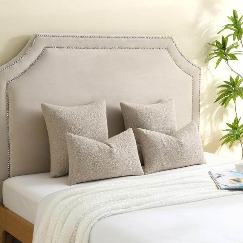 FUTEI Pack of 2 Oatmeal Decorative Throw Pillow Covers 24x24 Inch Soft Cozy Solid Boucle Textured European Cushion Case,Modern Home Decor for Couch Bed Living Room