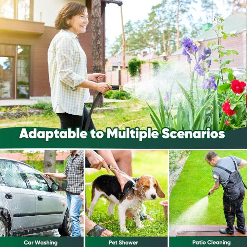 Garden Hose 50ft, Non-Expanding, Lightweight, Leak-Proof Metal interface, No-Knots, Portable, Wear-Resistant, Sturdy, Flexible, 3/4GHT, Water Hose for Yard, Garden