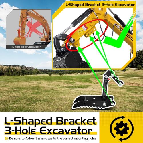 Mini Excavator Hydraulic Thumb with 2 Heavy-Duty Steel L-Shaped Bracket,Compatible with Typhon&Agt Mini Excavators under 3 Tons,L-Shaped Bracket Hydraulic Thumb Clip for Classic&Chinese Mini Excavator