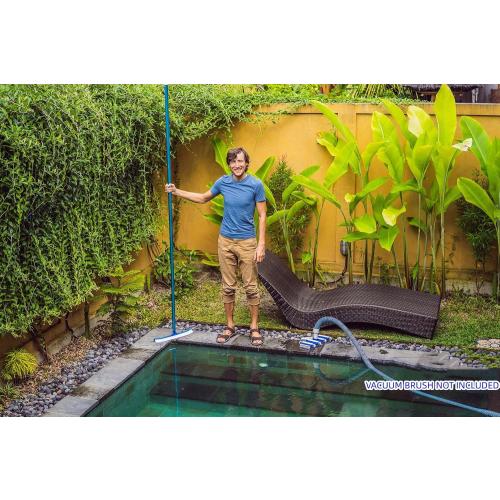 POOLWHALE Professional 12 Feet Blue Anodized Aluminum Telescopic Swimming Pool Pole,Adjustable 3 Piece Expandable Step-Up,for Skimmer Nets, Vacuum Heads and Brushes, Strong Grip & Lock