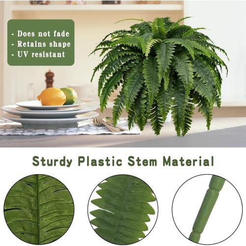 2pack 33 Inch Fake Ferns - Set of 2 Artificial Fern,35 Leaves for Each Bouquet - Indoor/Outdoor Faux Boston Fake Fern Bush Plant for Home, Office, Garden Decoration.33Inch…