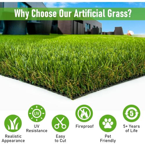 CooRug Artificial Grass Outdoor, 4x10 Ft Realistic Artificial Turf Grass Rug, Large Fake Grass for Dogs Indoor Outdoor Garden Lawn Landscape Patios Decoration