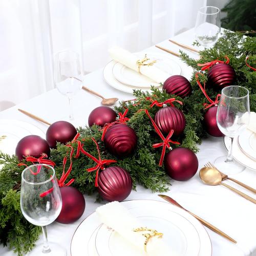 12 Set Burgundy Ball Ornaments for Christmas Tree Velvet Bows Xmas Tree Ball Neutral Hanging Decoration for Festival Holiday Party Wreath Home(3.15 Inch)