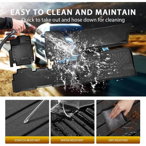 Powerty Floor Mats for Honda Odyssey 2026 2025-2018 Mini Passenger Van Car Mats, All Weather TPE Custom 1st 2nd & 3rd Rows Floor Liner and Cargo Liner Honda Odyssey Accessories (Floor Mats Trunk Mat)