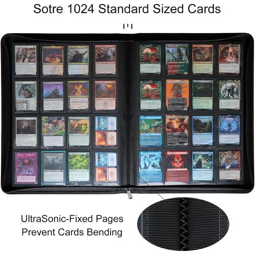 16 Pocket 1024 Card Binder, Large Ringless Side Loading Pockets Trading Card Album Folder for TCG