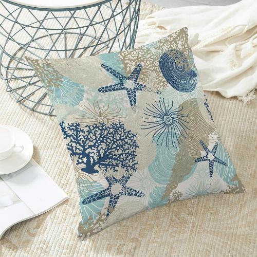 CXMEIFLY Coastal Pillow Covers 16x16 Inch Set of 2 Starfish Ocean Themed Beach Decor Throw Pillows Turquoise Navy Blue Beachy Nautical Summer Outdoor Decorative Cushion Cases for Couch Decorations