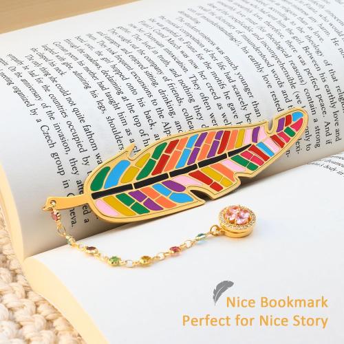Metal Feather Bookmark Cute Multicolor Book Accessories Gifts for Women Teacher Readers Book Lovers for Christmas Birthday Mother's Day Valentine's Day (Gold)