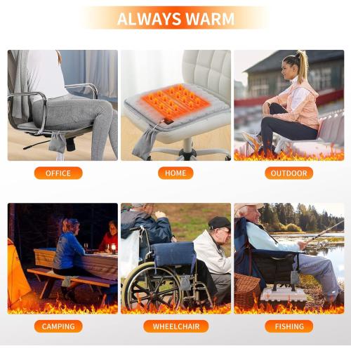 Heated Seat Cushion,Office Chair Cushions Butt Pillow for Long Sitting,Non-Slip Sciatica & Back Coccyx Cushion for Tailbone Pain Relief Heated Chair Pad,Seat Warmer for Home Seat Cushion-Grey