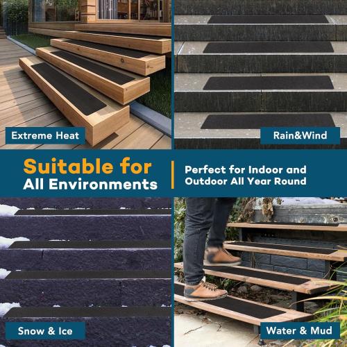 VOISEN Outdoor Stair Treads, 4 x 30 20 Pack Pre-Cut Non Slip Strips, Grip Tape Adhesive, Waterproof 80 Grit Anti-Slip
