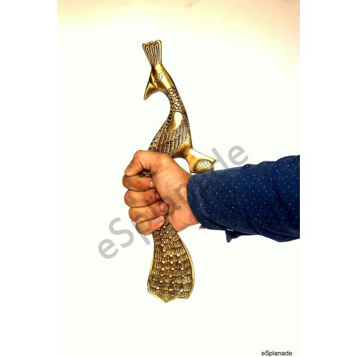 eSplanade - Designer Peacock Shape Brass Door Handles (2 pcs) | Handlesets | Door Decor | Pair of Brass Door Handles Door Pulls (13 Inches)