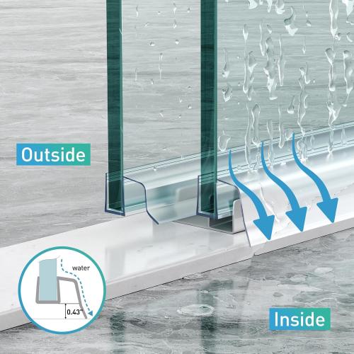 Sliding Shower Door Bottom Seal, 2 PCS 3/8 x 36 Sliding Shower Door Sweep for 3/8Inch Glass, Frameless Glass Door Seal Strip Stop Shower Leaks and Create a Water Barrier