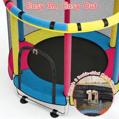 Trampoline for Kids, 47 Small Indoor & Outdoor Toddler Trampoline, Age 1-8 | Safety Enclosure Net, Baby Mini Recreational Trampolines, No-Gap Design, Play Gym, Birthday Gifts for Children & Boys & Girls