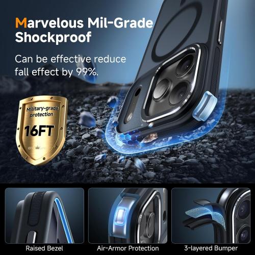 Magnetic 3 in 1 for iPhone 17 Pro Case, [Omni-Directional Protection] with 1x Screen Protector   1x Camera Cover, [Seamless Work with Magsafe] Shockproof Slim Thin Matte Case for iPhone 17 Pro Black